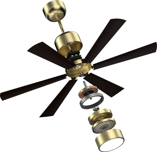 Urus Ceiling Fan with Remote Control in Antique Gold Wood Finish – 1200mm Sweep Size
