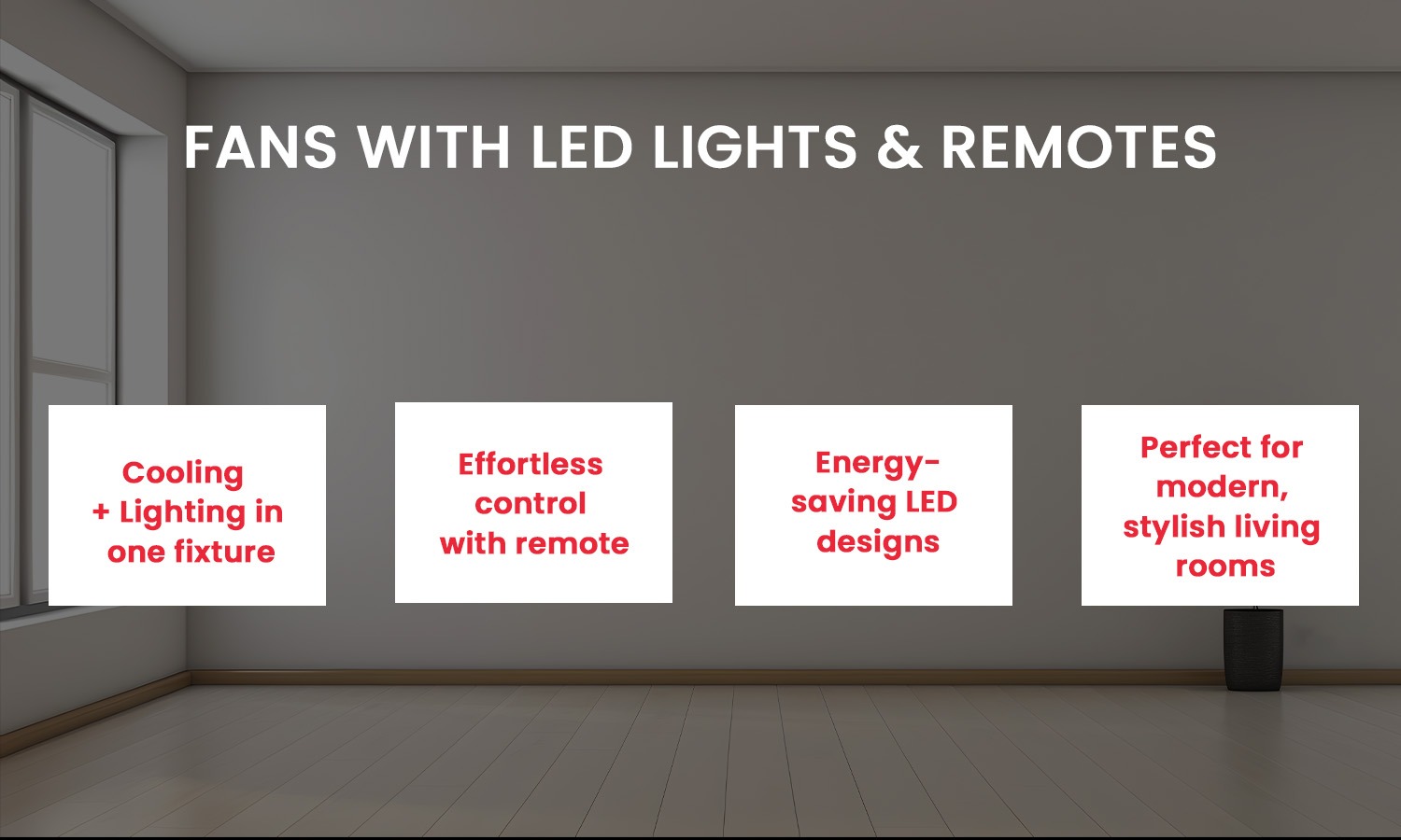 LED ceiling fans with remote for modern living rooms.