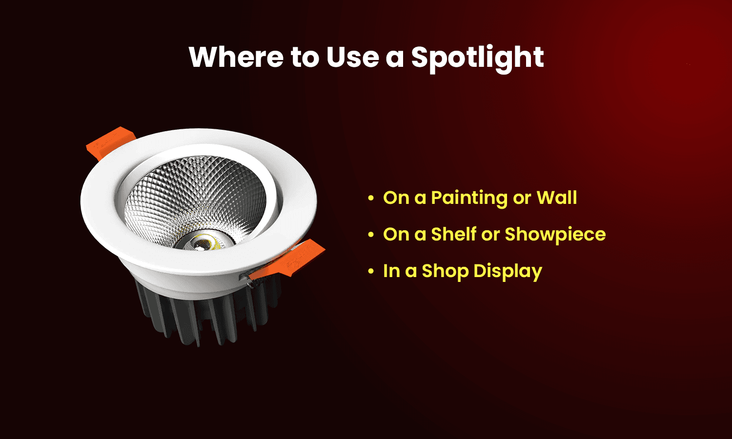  LED spotlight highlighting a wall, shelf, or decorative object 