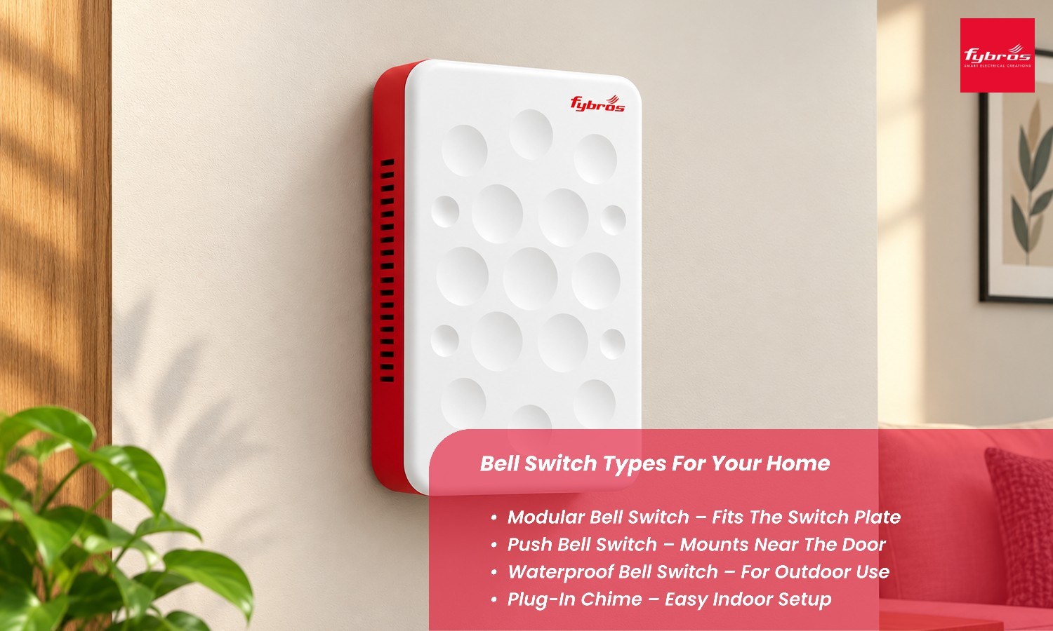Types of bell switches including modular, push, waterproof, and plug-in chime options