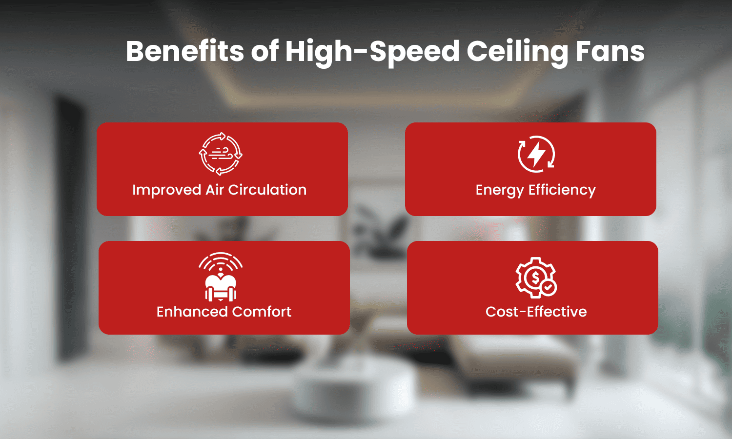High-speed ceiling fan benefits: better airflow, comfort, efficiency, and savings.