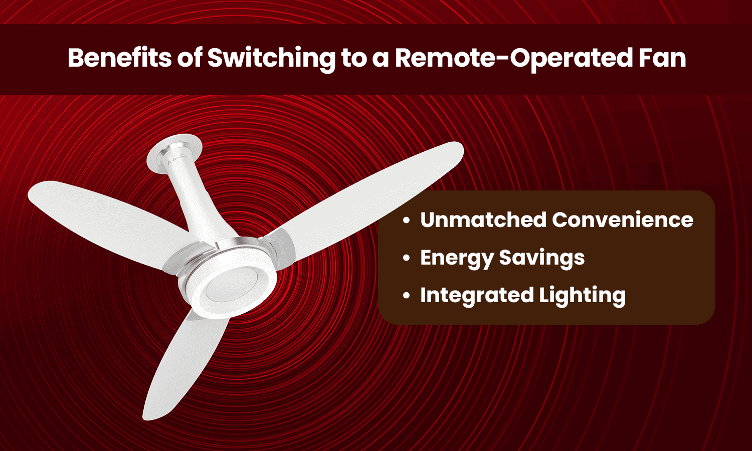 Remote-operated ceiling fan with energy-saving and smart convenience features