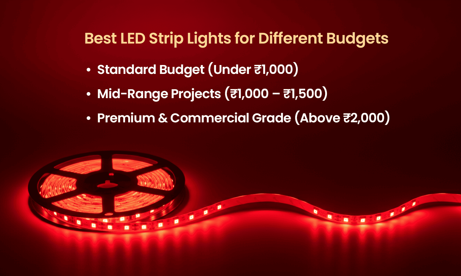 Best LED strip lights for different budgets infographic.