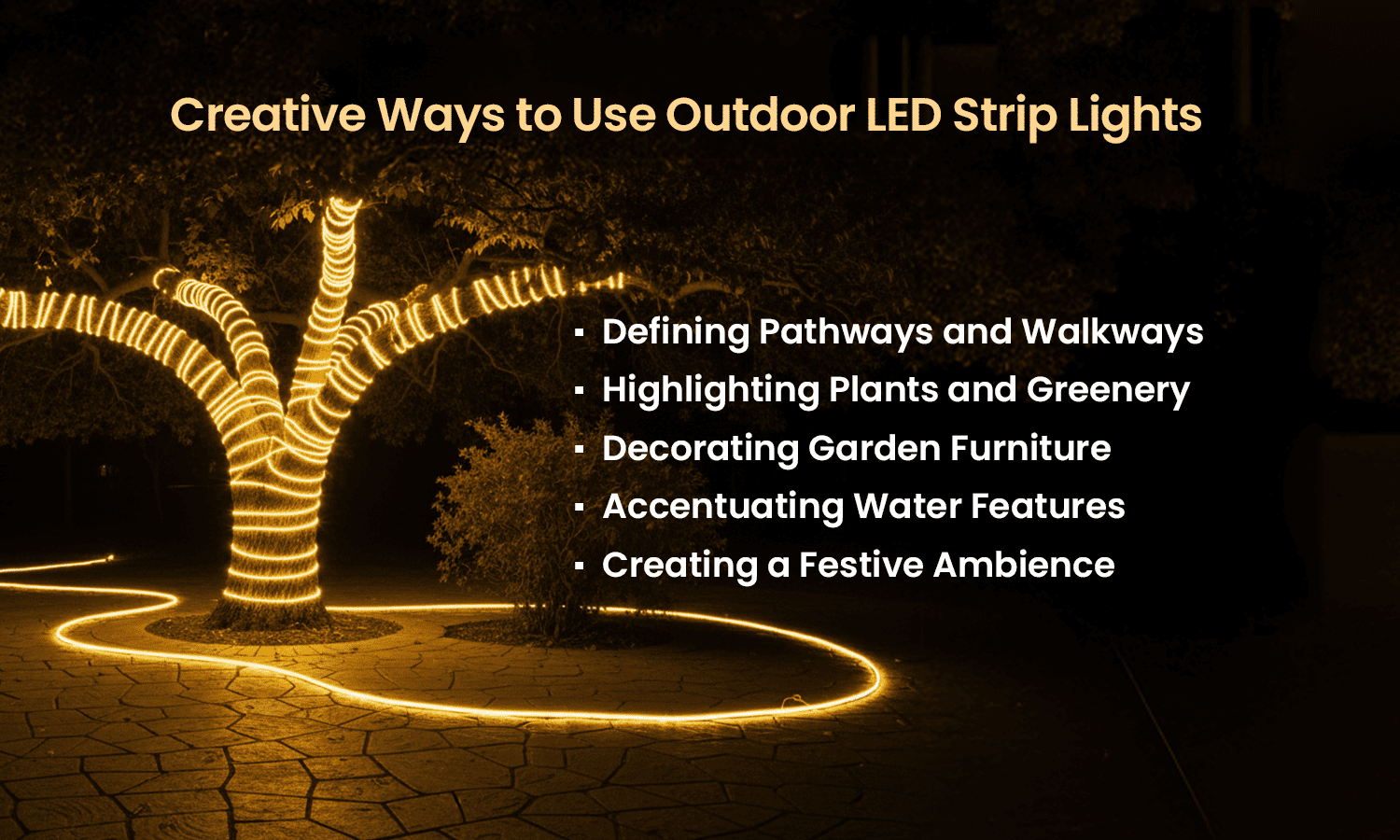 Creative outdoor LED strip light ideas for garden and pathway lighting