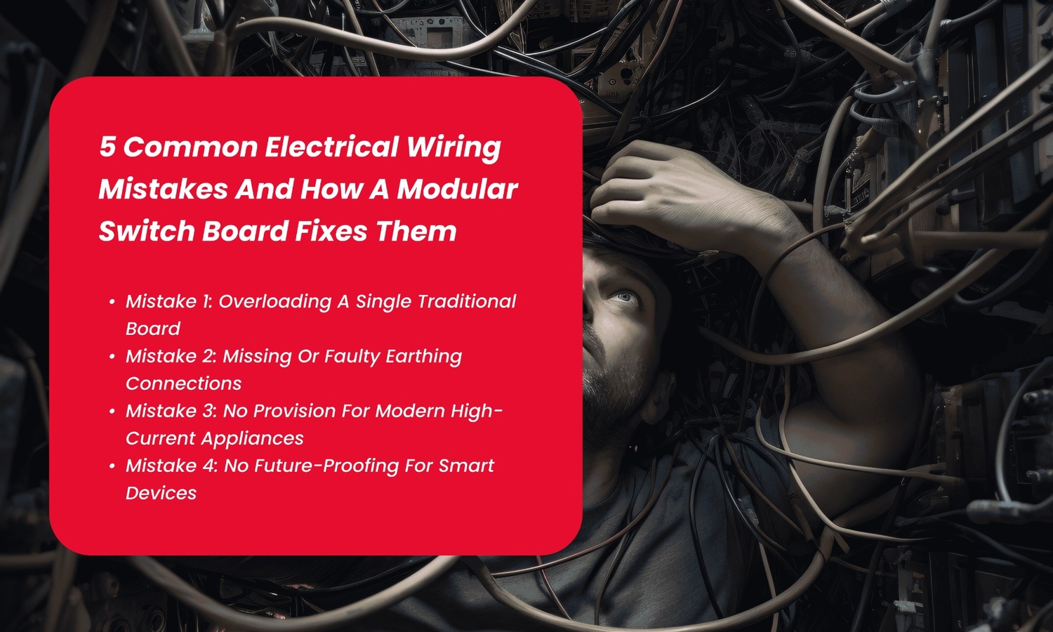 Electrician fixing wiring mistakes with modular switchboard solution.