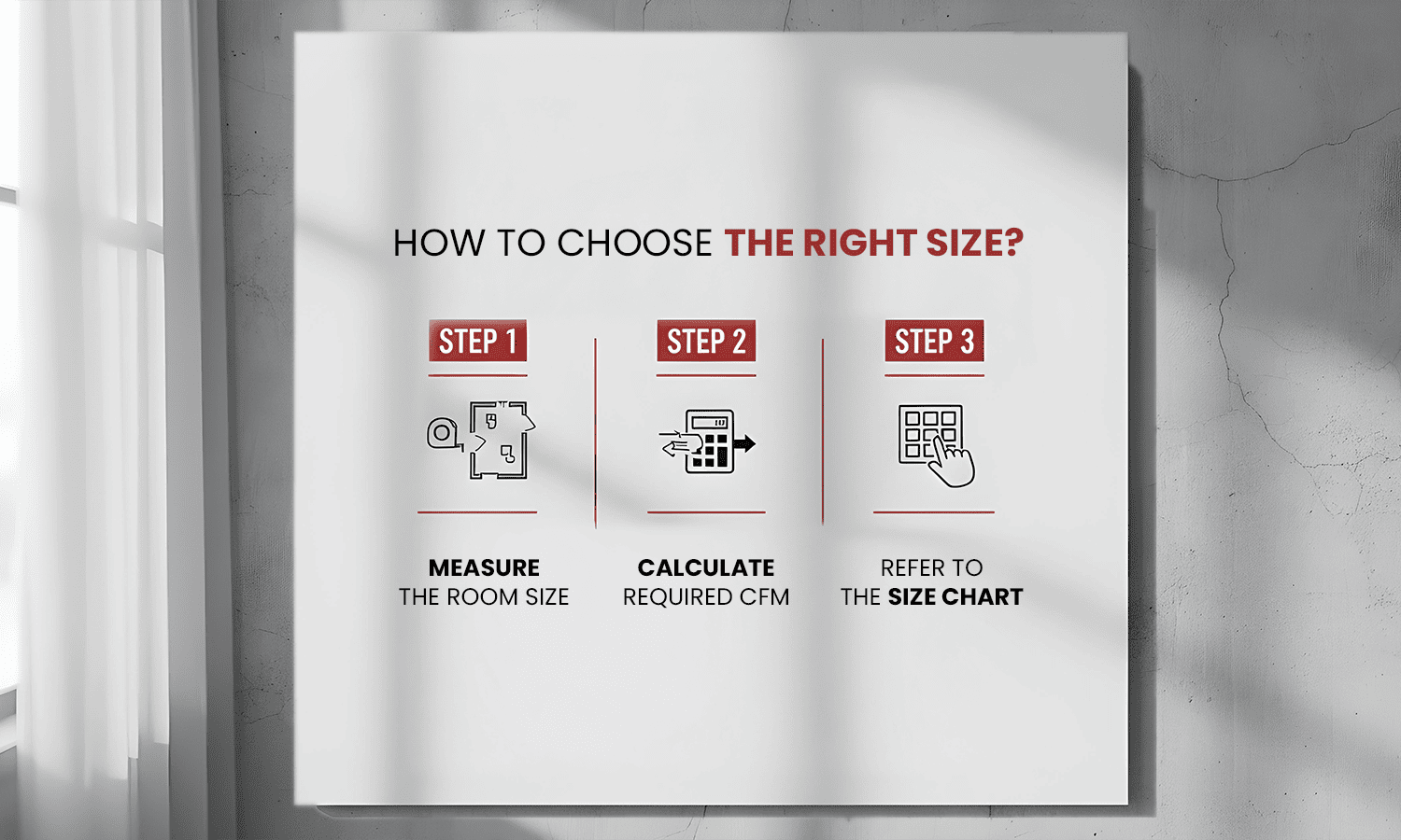 Exhaust fan size guide – measure room, calculate CFM, check chart.