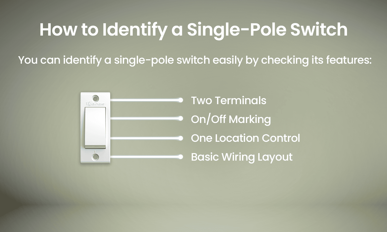 How to identify a single-pole switch with two terminals and on/off marking.