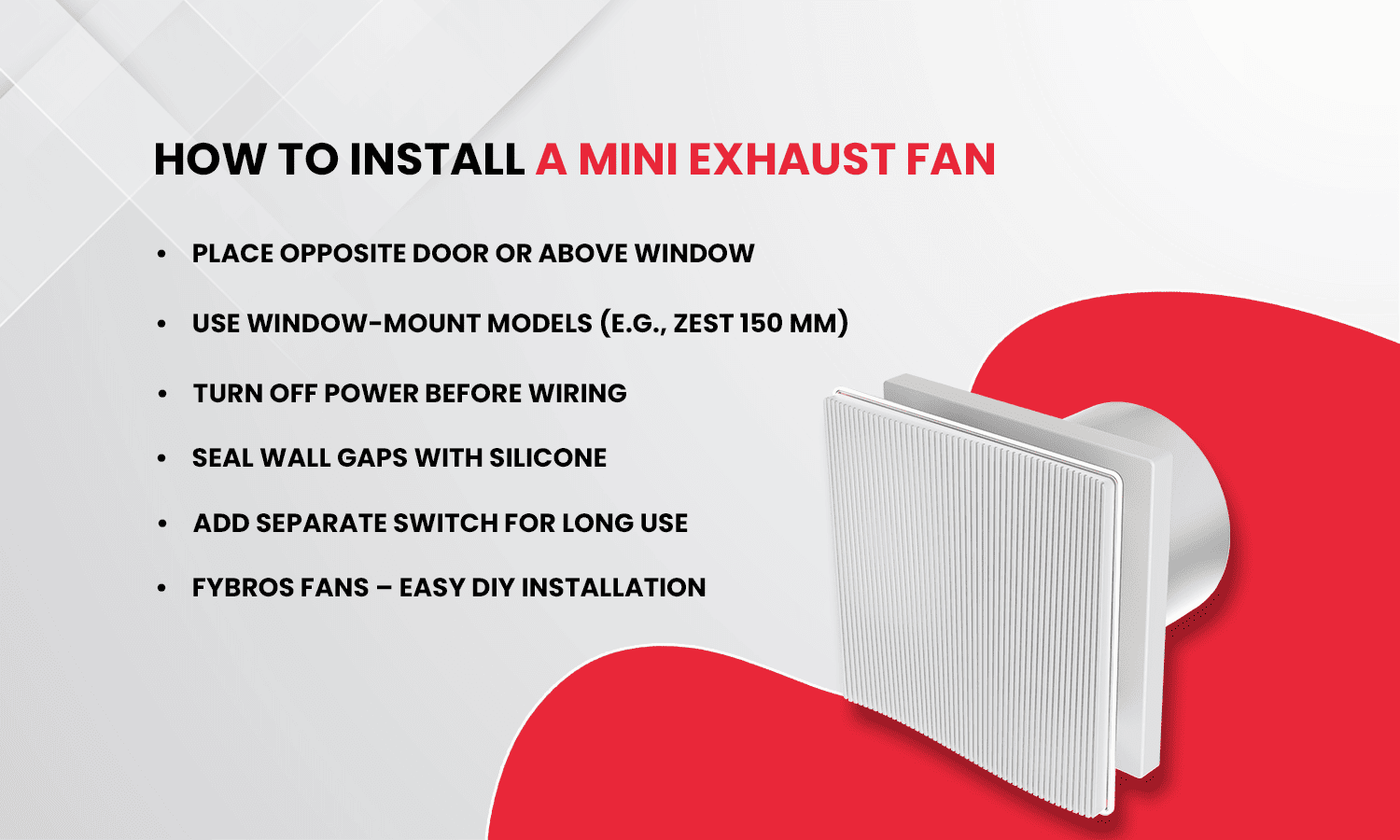 How to install a mini exhaust fan – Fybros DIY installation guide.