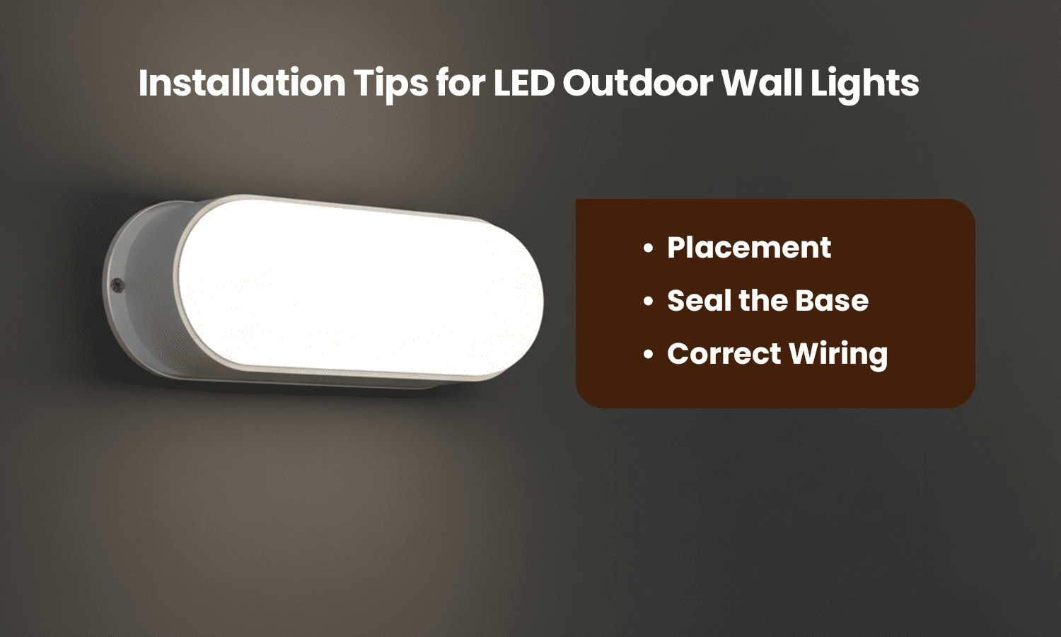 LED outdoor wall light installation tips infographic.