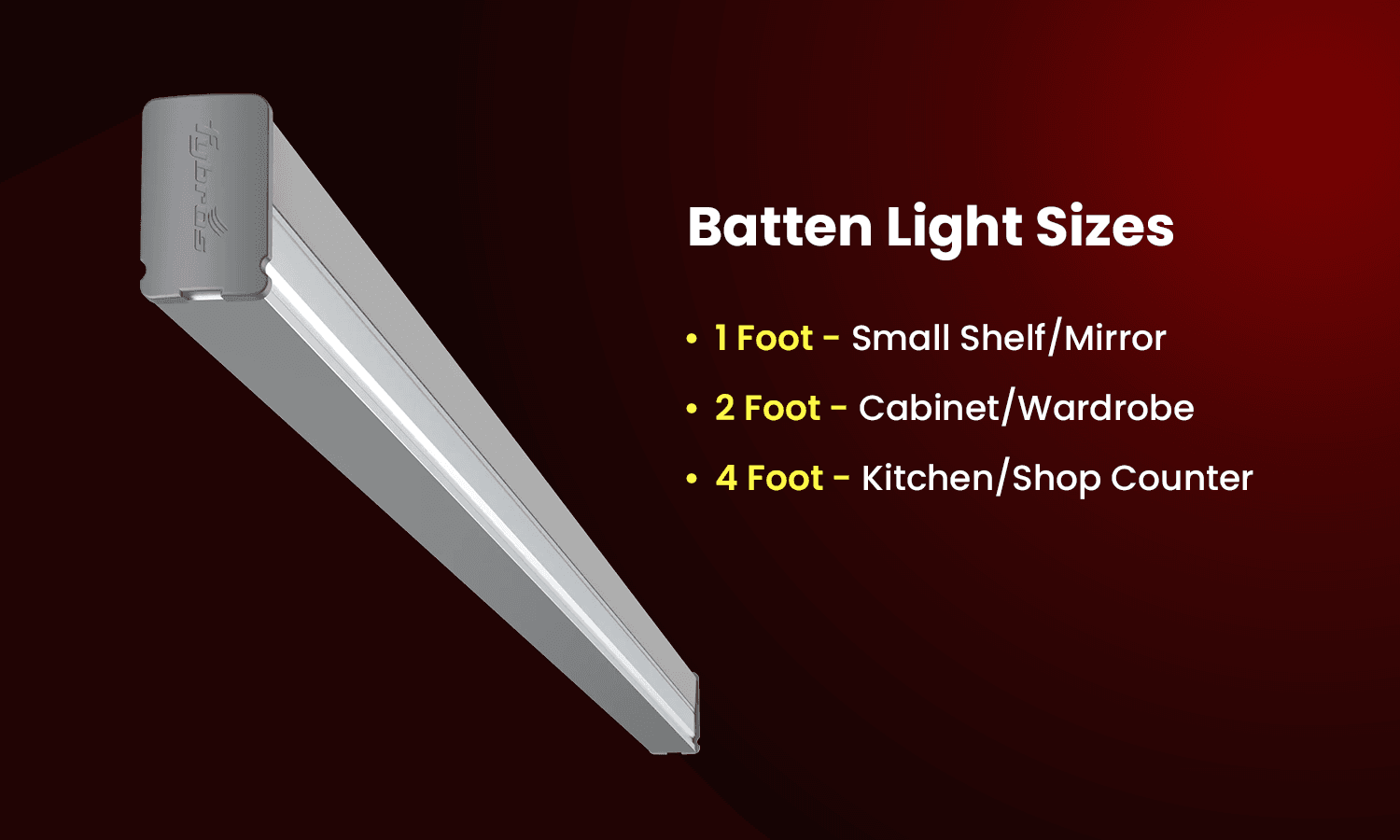 LED batten light sizes for different spaces