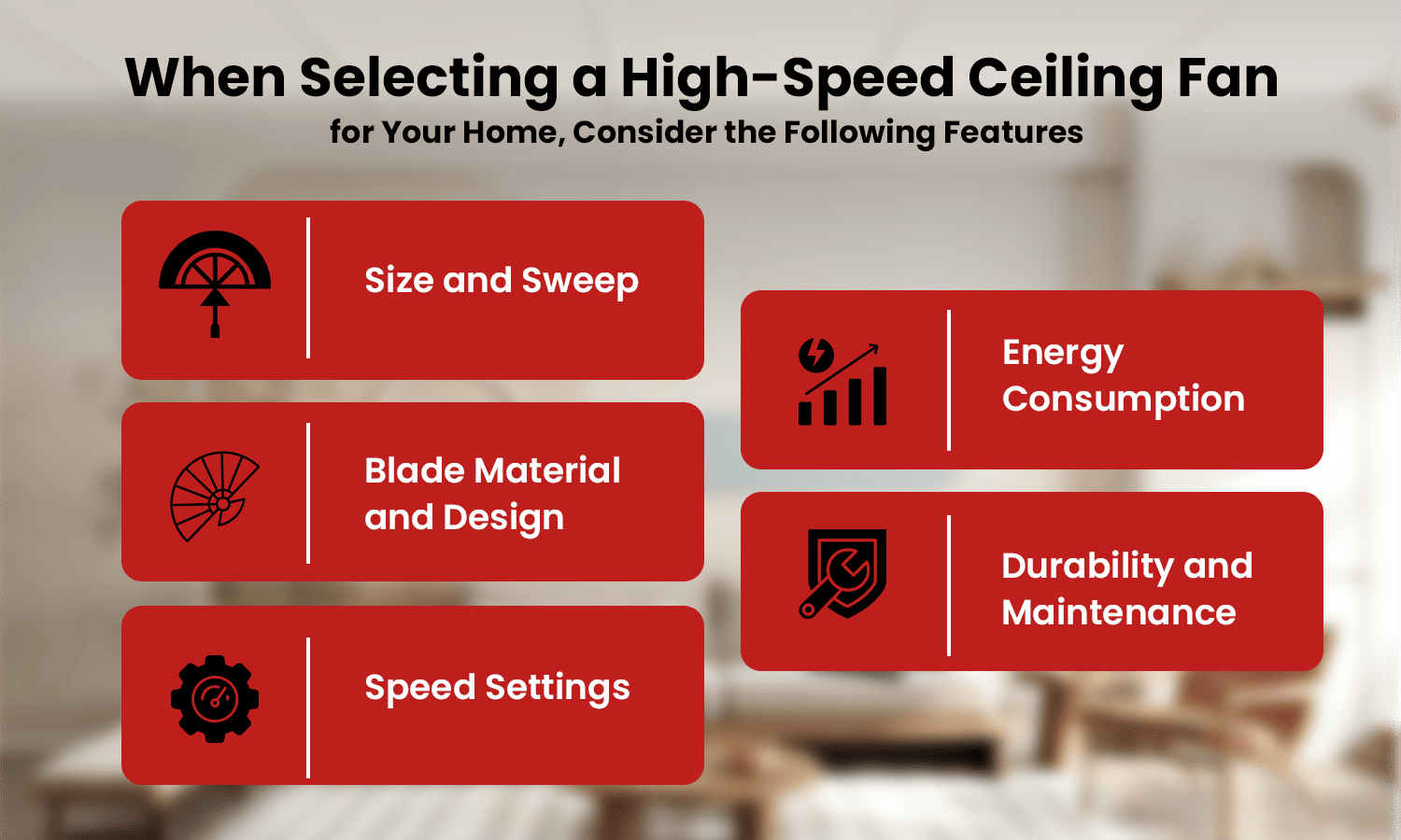 High-speed ceiling fan energy-efficient durable home use