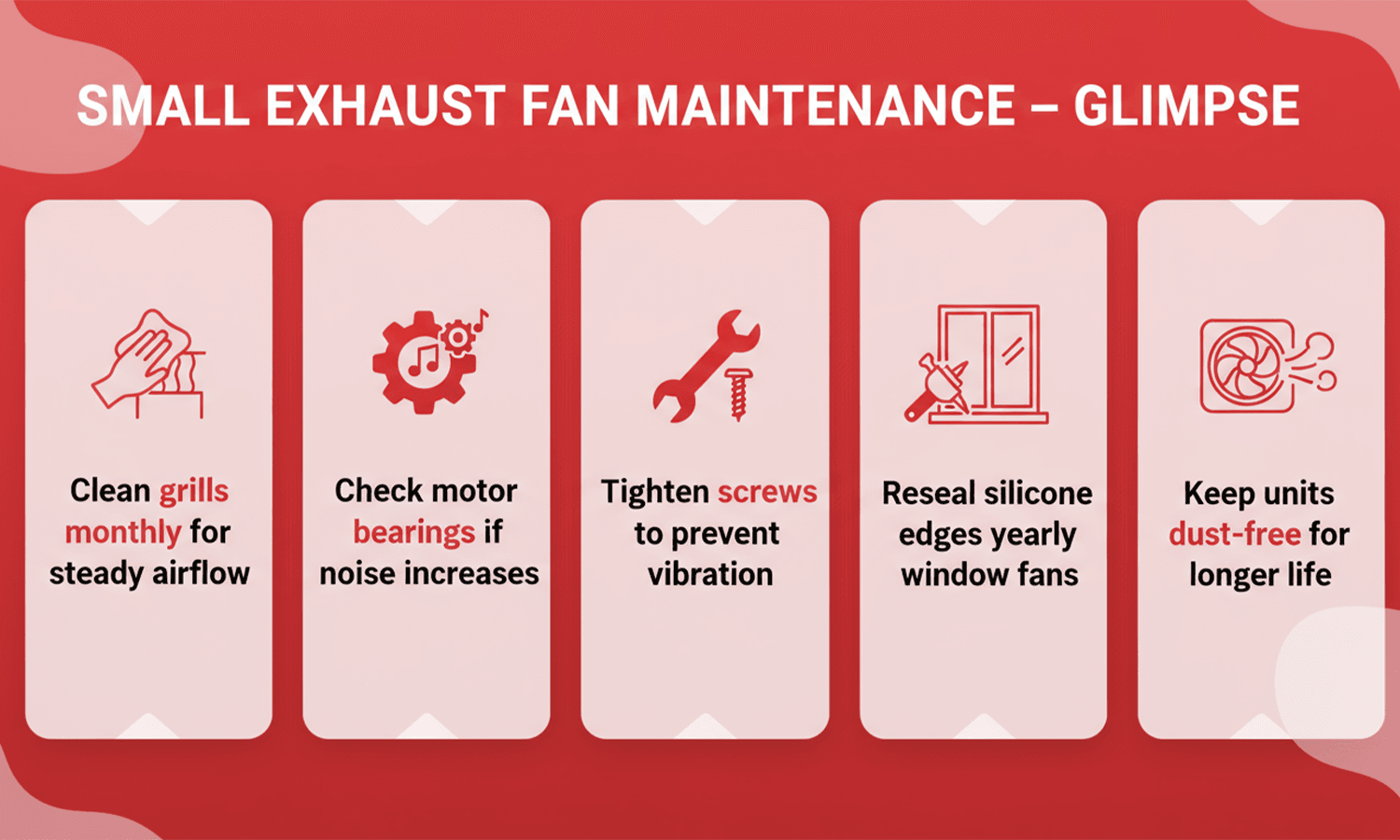 Small exhaust fan maintenance tips for airflow, motor, and durability