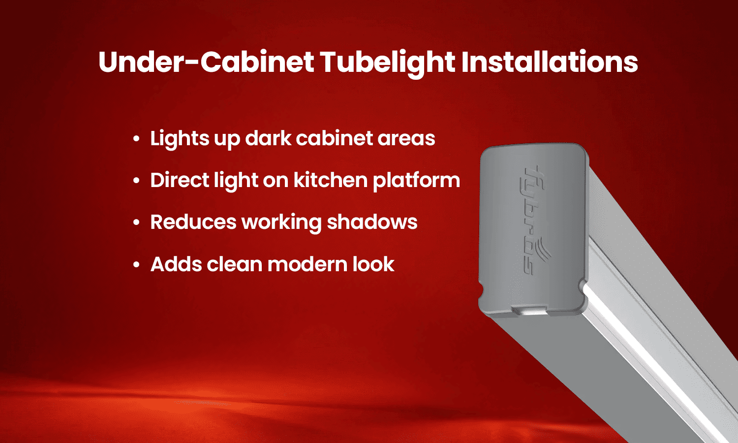 Under-cabinet LED tube light installation for kitchen lighting.