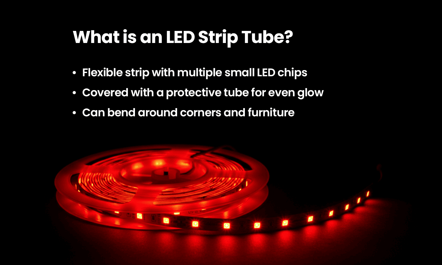 LED strip tube light with flexible design and evenly spaced LED chips