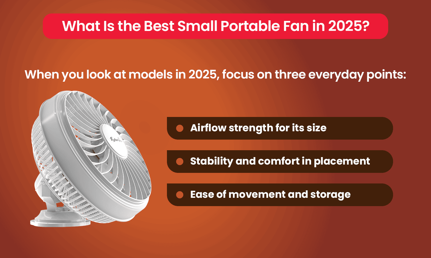 Infographic on best small portable fan features for 2025