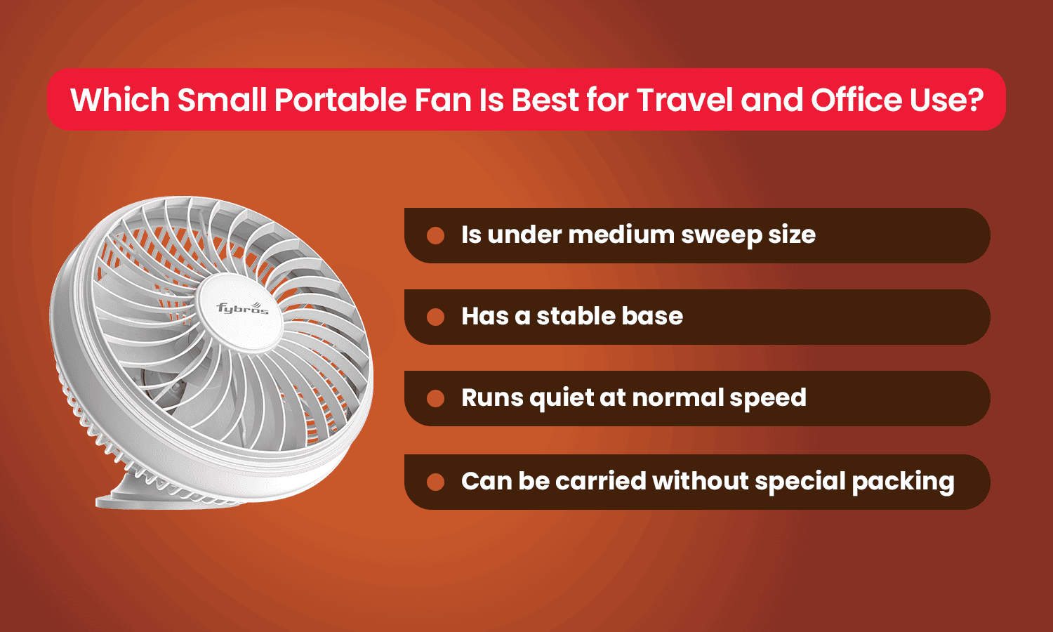 Infographic on best small portable fan for travel and office use